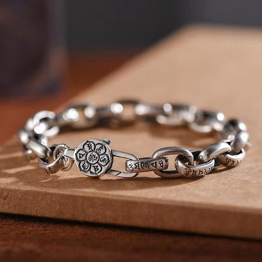 Om Mani Padme Hum Double Dorje Copper Engraved Wisdom Bracelet