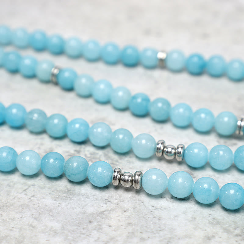 Natural Amazonite Stone Lotus Mala Bracelet