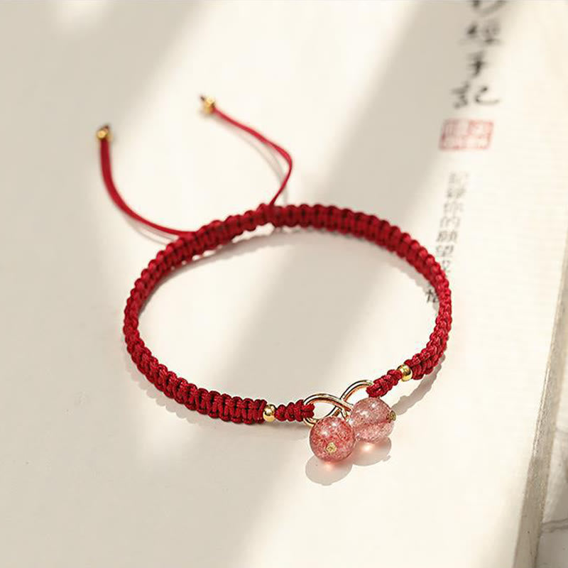 Natural Strawberry Quartz Amethyst Green Phantom Bead Positive Bracelet