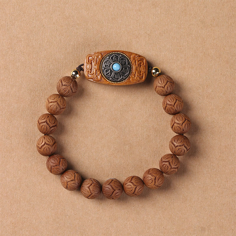 Green Sandalwood Ebony Wood Sandalwood Om Mani Padme Hum Soothing Bracelet