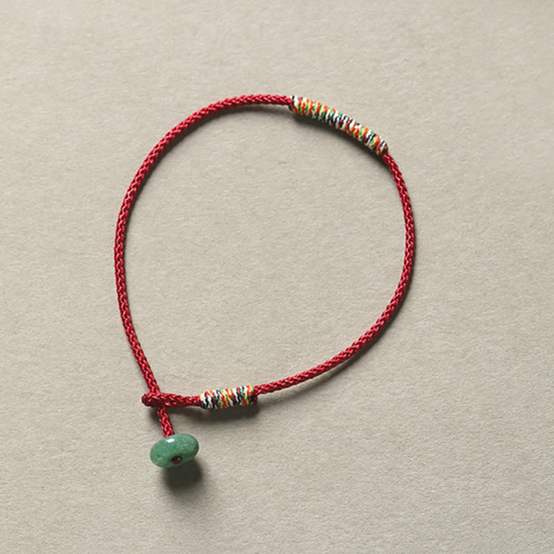 Tibetan Handmade Green Aventurine Luck Protection Braided Rope Bracelet