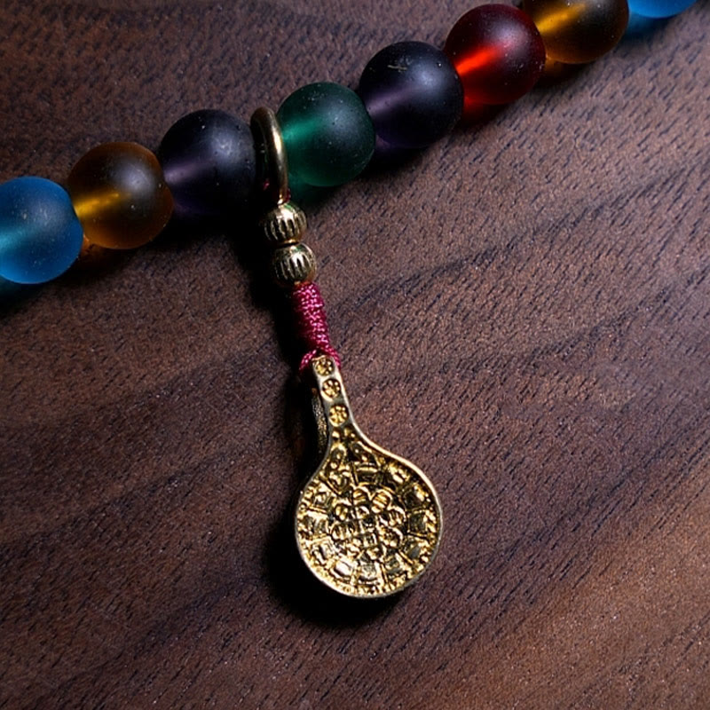 Tibetan 108 Mala Beads Multicolored Liuli Glass Bead Chinese Zodiac Nine Palaces Eight Diagrams Charm Bracelet