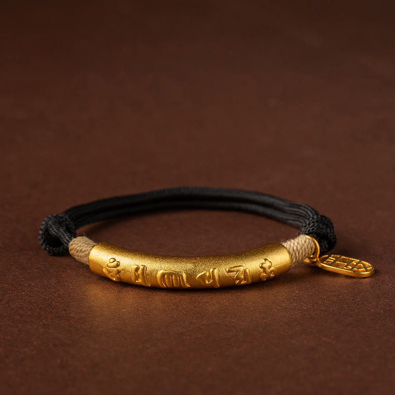 999 Sterling Silver Tibet Handmade Om Mani Padme Hum Fu Character TopRank Character Luck Braided Bracelet