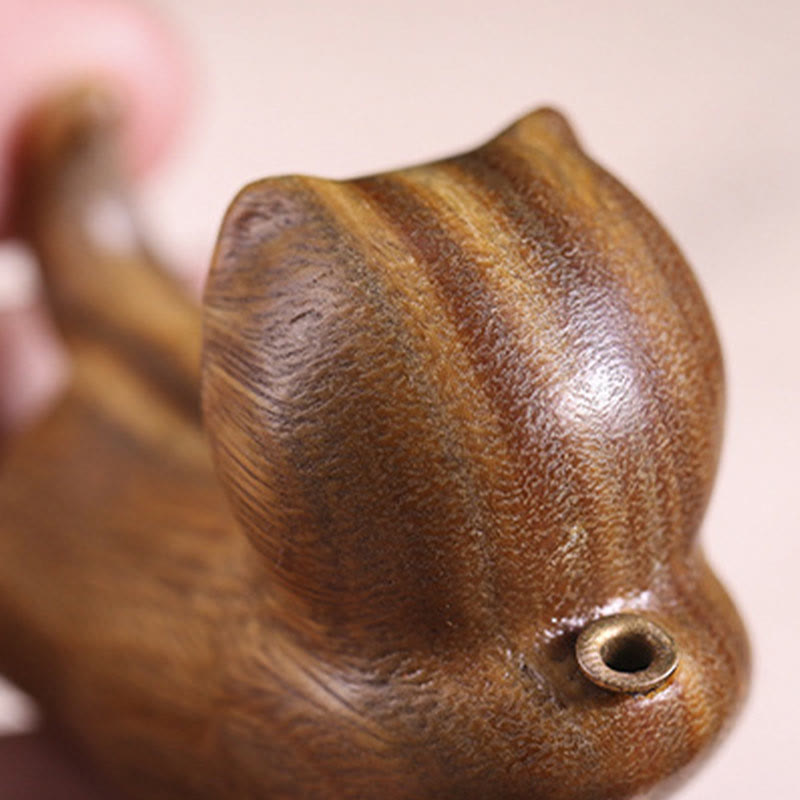 Green Sandalwood Cute Cat Pattern Soothing Stick Incense Burner Decoration
