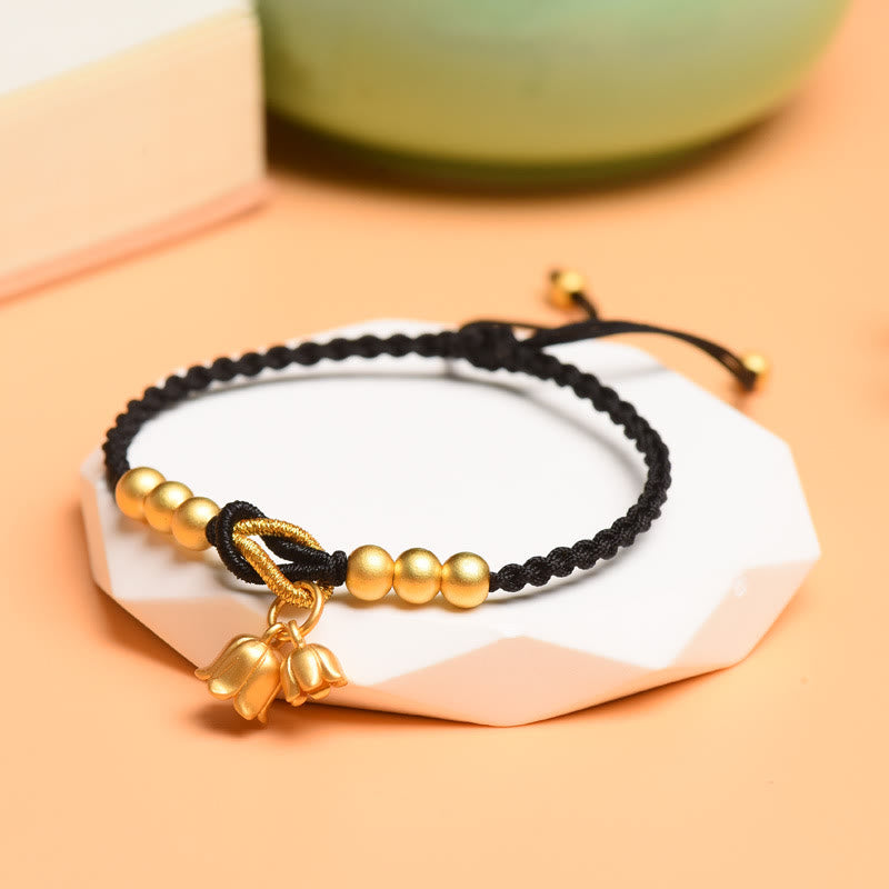 Handcrafted Lily Of The Valley Flower Charm Design Luck Protection Braided Bracelet