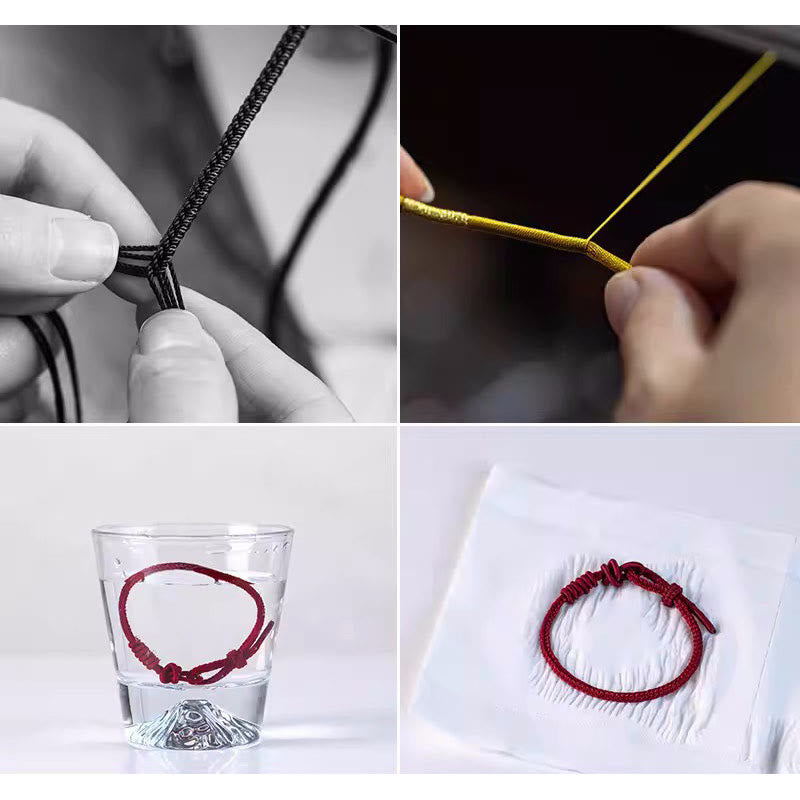 Handmade Eight Thread Peace Knot Fu Character Charm Luck Happiness Red Rope Bracelet