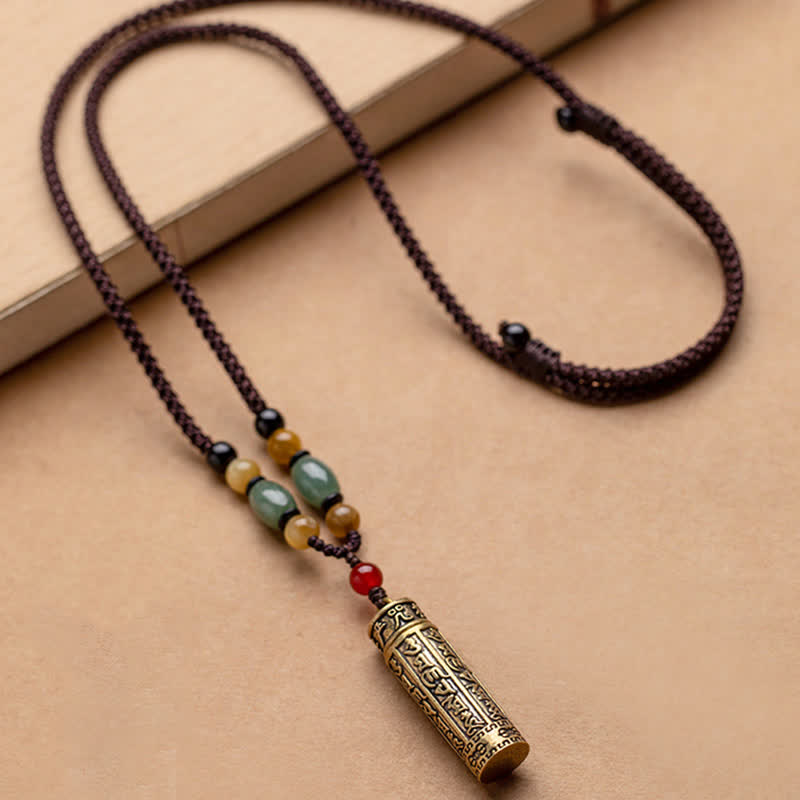 Tibet Om Mani Padme Hum Agate Shurangama Sutra Protection Necklace Pendant