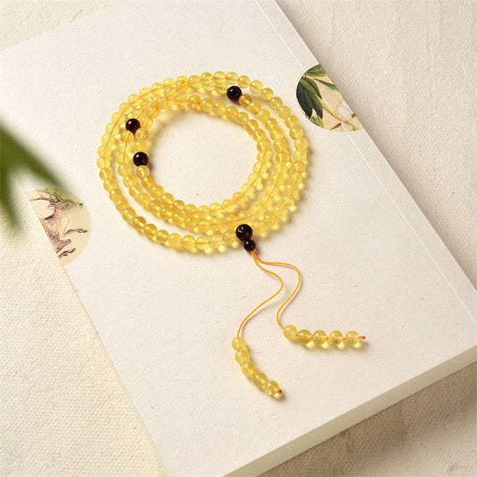 108 Mala Beads Natural Amber Bracelet