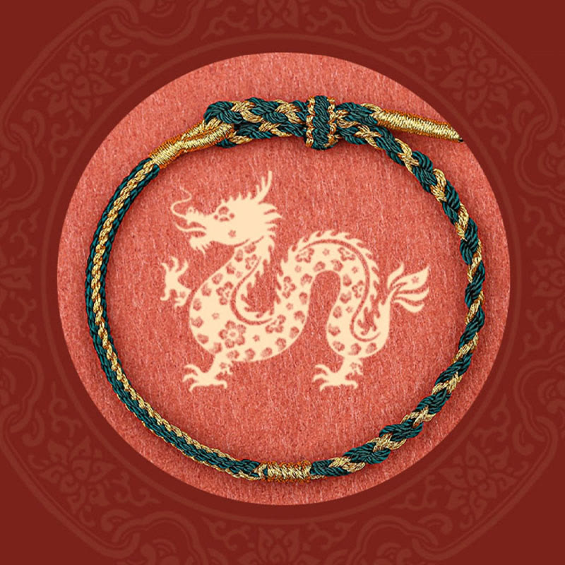 Handmade Chinese Zodiac Rabbit Rooster Rat Horse Dragon Protection Braid String Bracelet