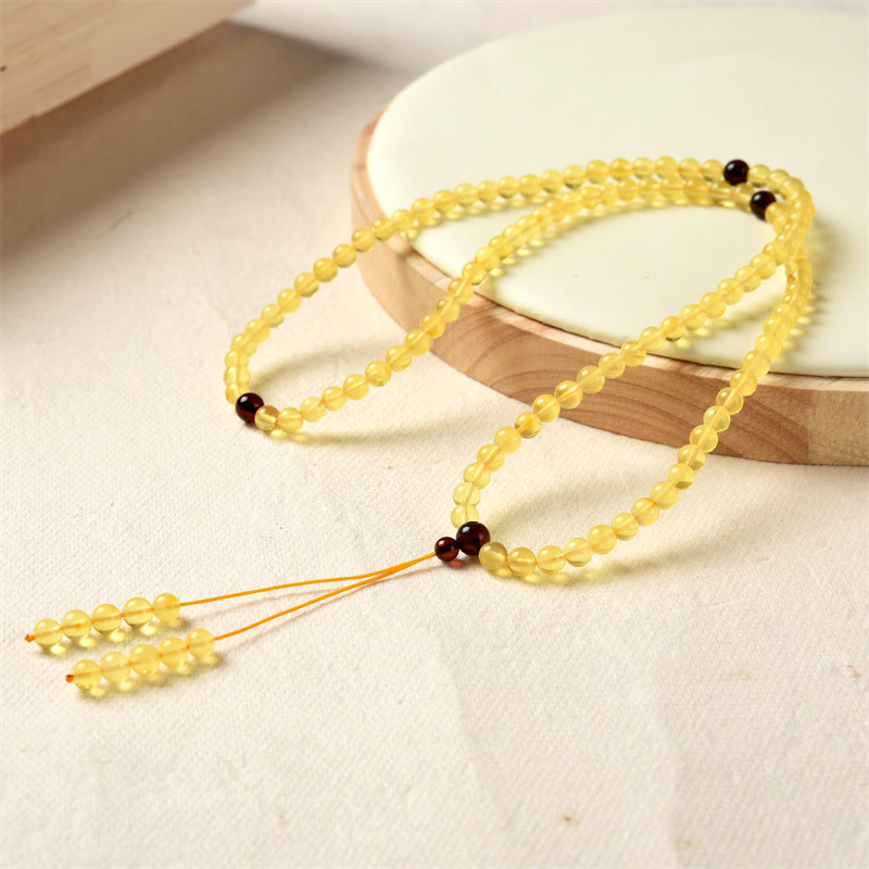 108 Mala Beads Natural Amber Bracelet