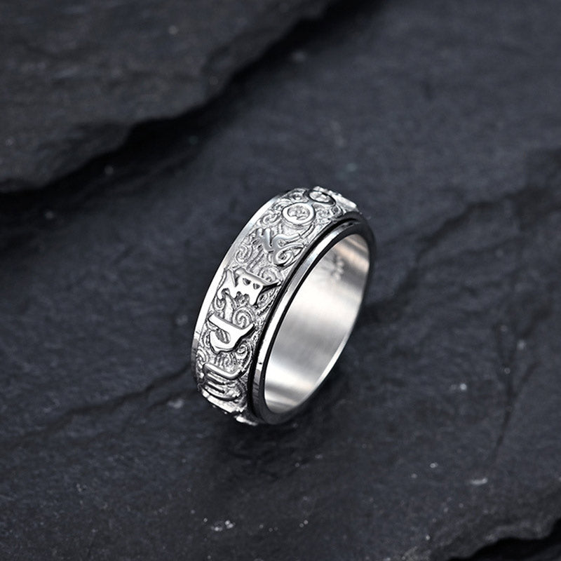 Om Mani Padme Hum Balance Calm Titanium Steel Ring