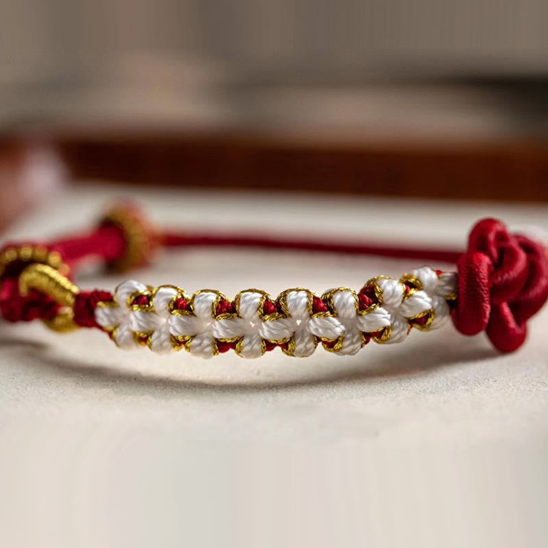 Handmade True Love Knot Peach Blossom Charm Luck Rope Bracelet