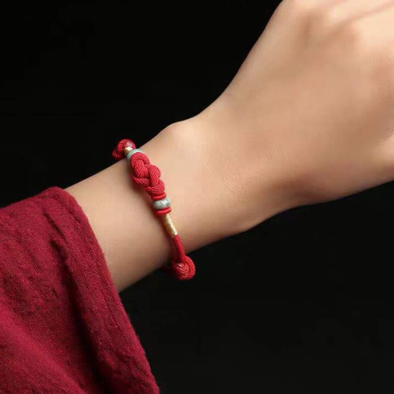 Red String Jade Luck Fortune Knot Braided String Bracelet