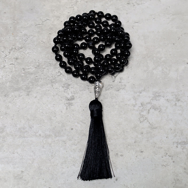 108 Mala Black Onyx Beads Yoga Meditation Prayer Beads Necklace