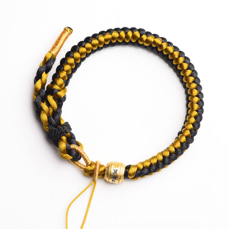 Handmade Tibetan Black Gold Dragon Scale Rope Om Mani Padme Hum Purity Bracelet
