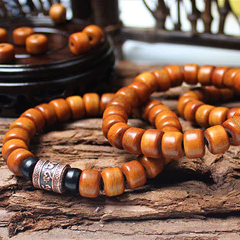 Tibetan Bone Beads Om Mani Padme Hum Strength Bracelet