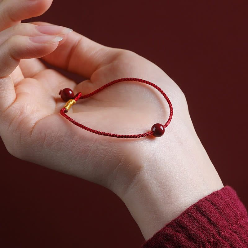 Natural Cinnabar Red Agate Blessing Red String Bracelet