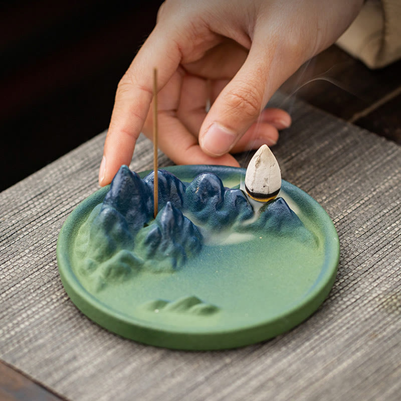 Creative Mountain River Ceramic Backflow Incense Burner