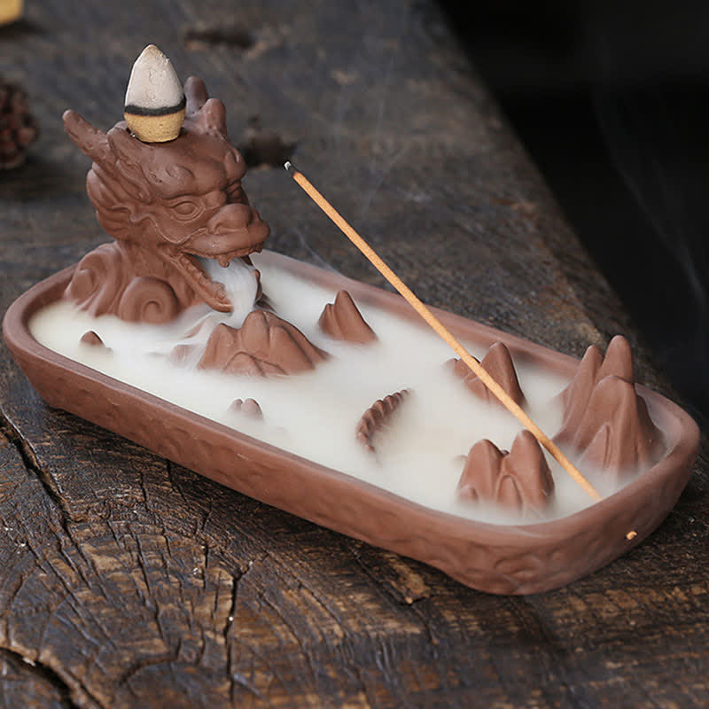 Dragon Mountain Strength Ceramic Incense Burner Decoration