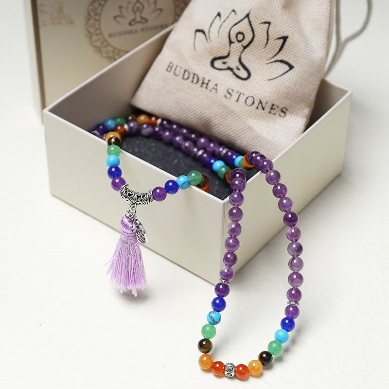 Crystal Mala Prayer Beads 108 Meditation Multilayer Bracelet Necklace