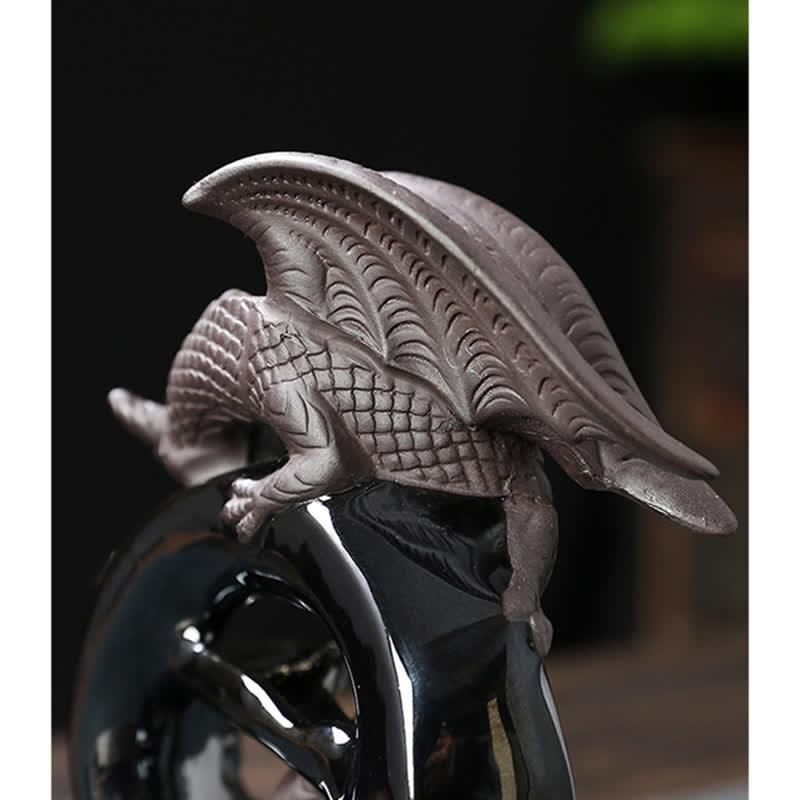 Nordic Pterosaur Dragon Ceramic Backflow Smoke Fountain Protection Incense Burner Decoration