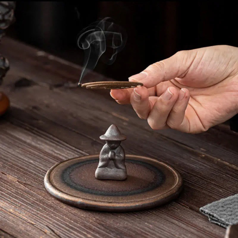 Small Person Meditation Ceramic Spiritual Incense Burner