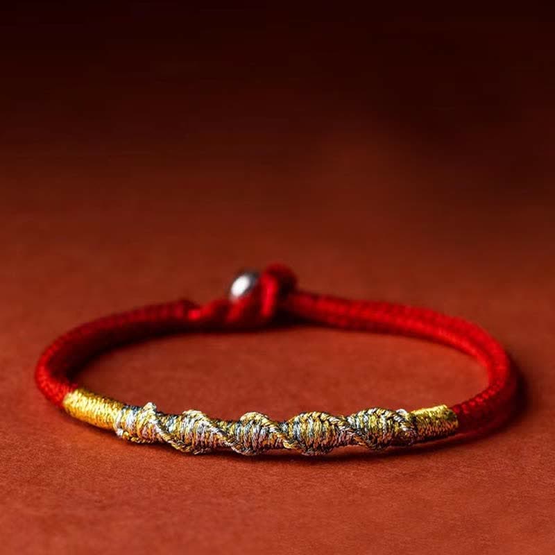 925 Sterling Silver Luck Strength Red String Protection Braid Bracelet