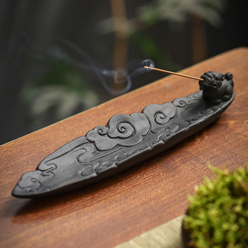 Auspicious Clouds Pixiu Ceramic Stick Incense Burner Decoration