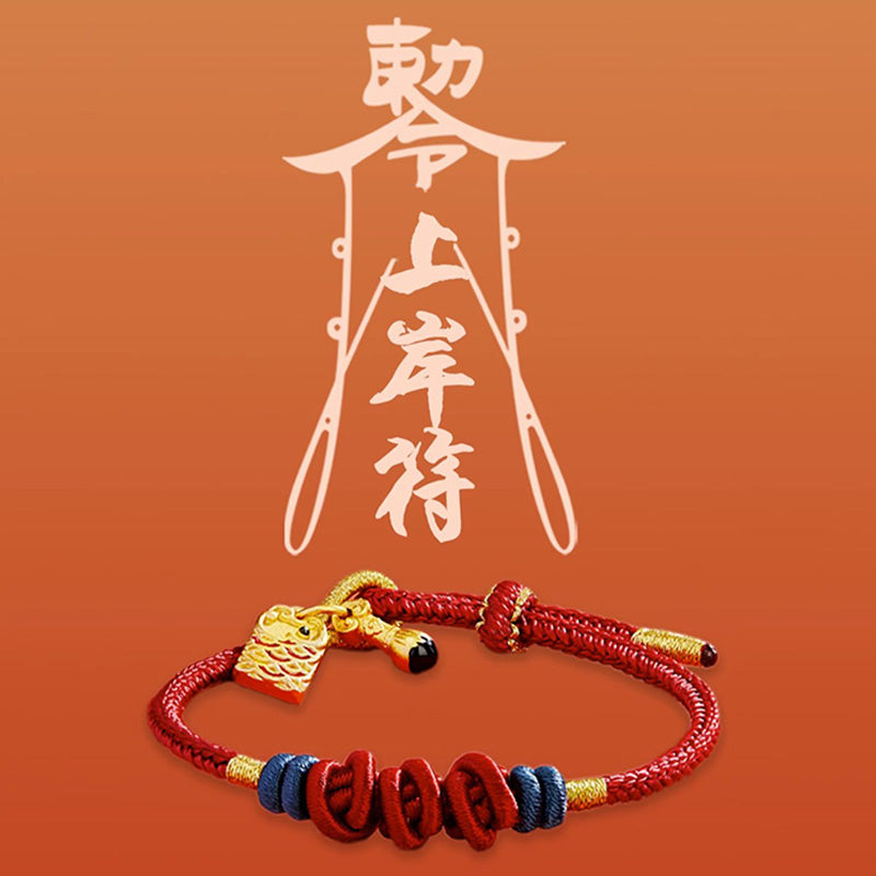 925 Sterling Silver Koi Fish Charm Wealth Success Braided Bracelet