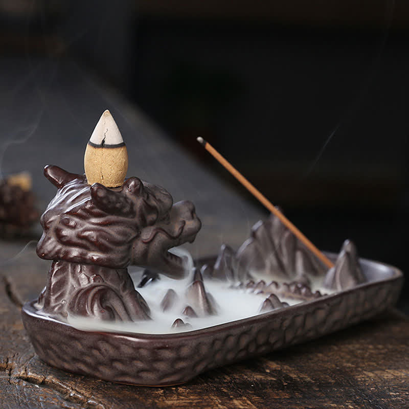Dragon Mountain Strength Ceramic Incense Burner Decoration