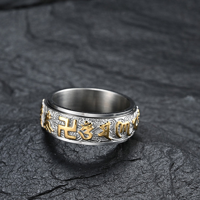 Six True Words Balance Calm Titanium Steel Ring