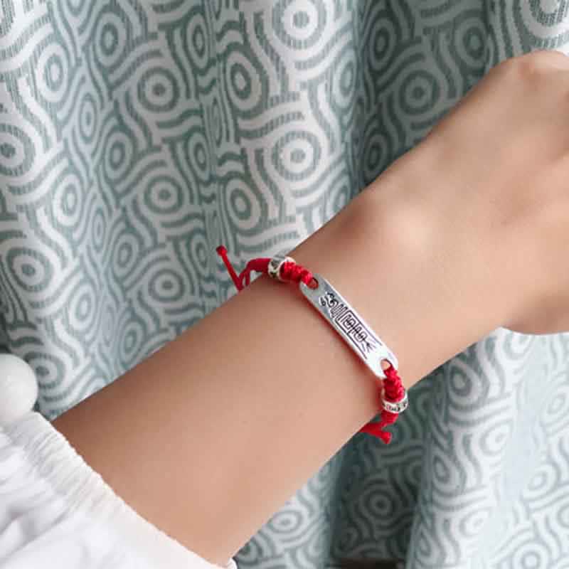 925 Sterling Silver Red String Luck Strength Braid Bracelet