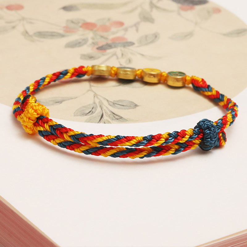 Handmade Dunhuang Color Thread Peace And Joy Protection Braid String Bracelet