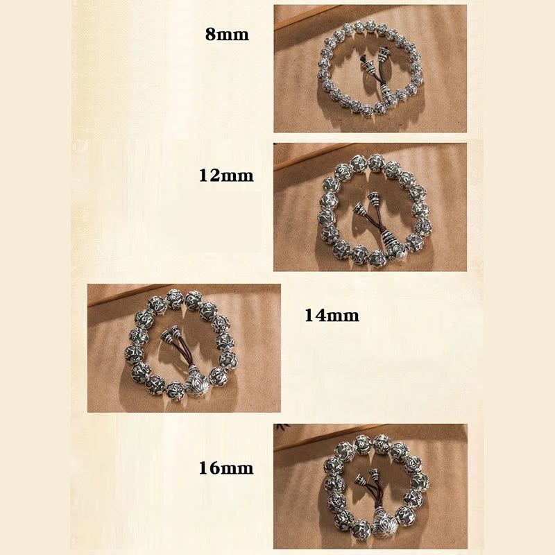 Tibetan Om Mani Padme Hum Carved Alloy Beads Amulet Bracelet