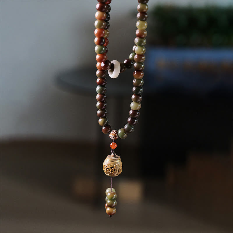 108 Mala Beads Dunhuang Color Bodhi Seed Dzi Bead Keep Away Evil Spirits Bracelet