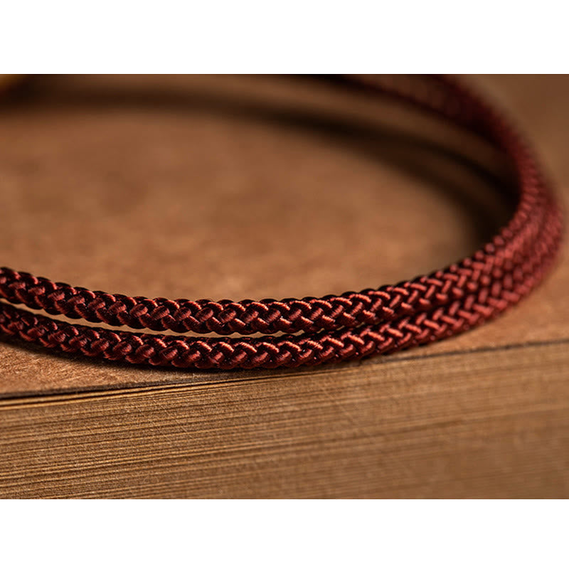 925 Sterling Silver Handmade Cyan Bodhi Seed Protection Braided Red String Bracelet