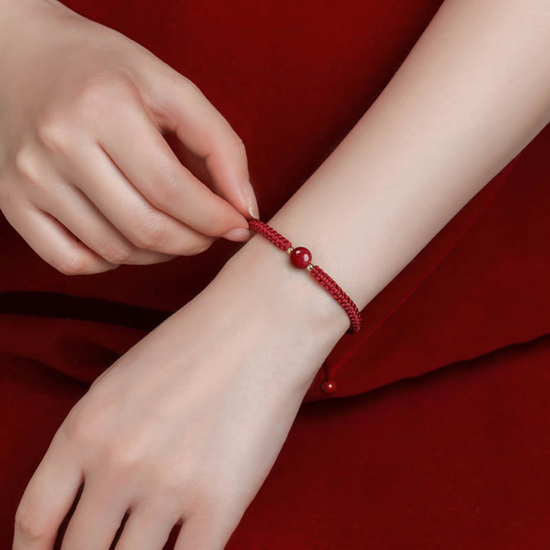 Lucky Cinnabar Bead Blessing Red String Bracelet