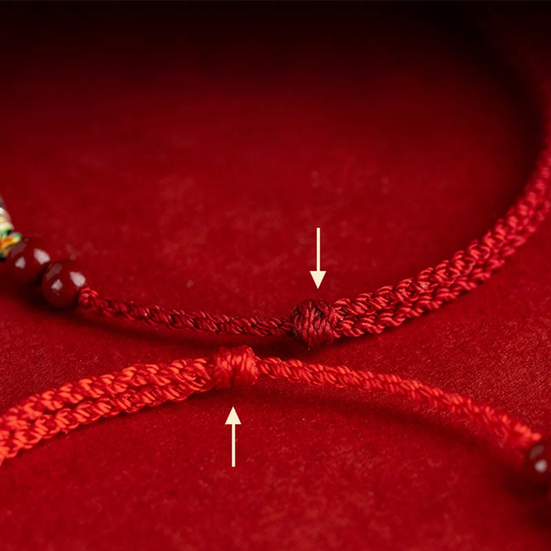 925 Sterling Silver Koi Fish Cinnabar Bead Wealth Handcrafted Braided Bracelet Anklet