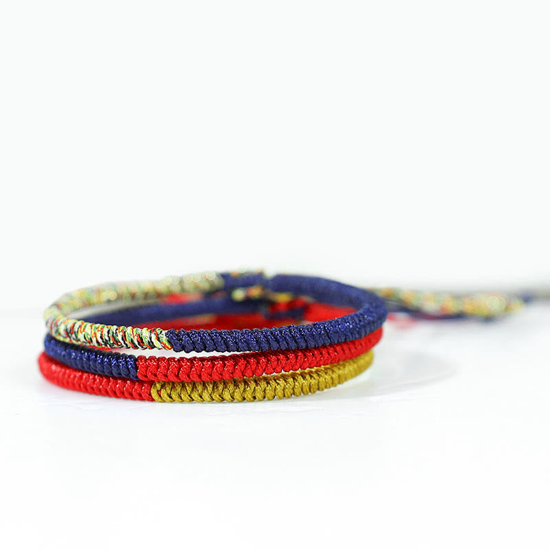 Tibet Handmade Multicolor King Kong Knot Faith Protection Braided Two-Color String Bracelet