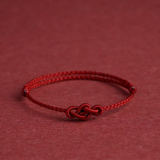 Minimalist Red String Chinese Knotting Prosperity Bracelet Anklet