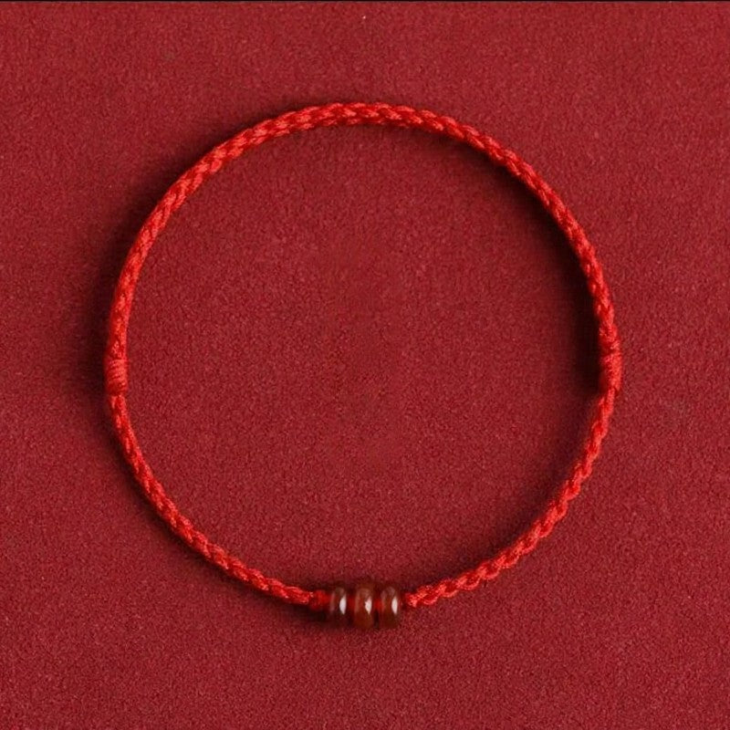 Minimalist Red Agate Abacus Bead Protection Bracelet Anklet