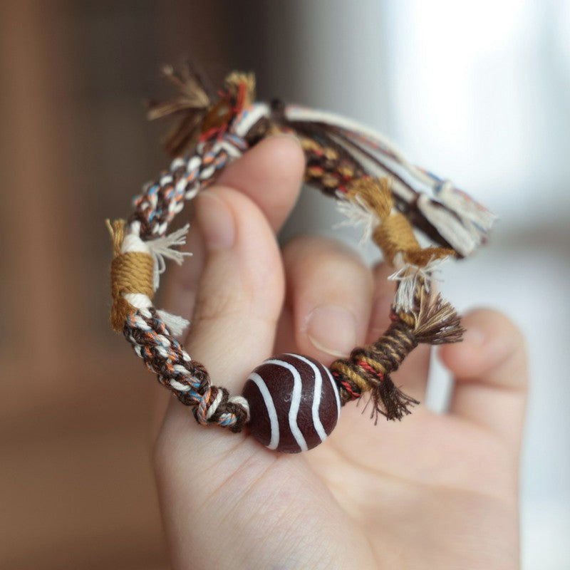 Vintage Tibetan Dzi Bead Luck Rope Bracelet