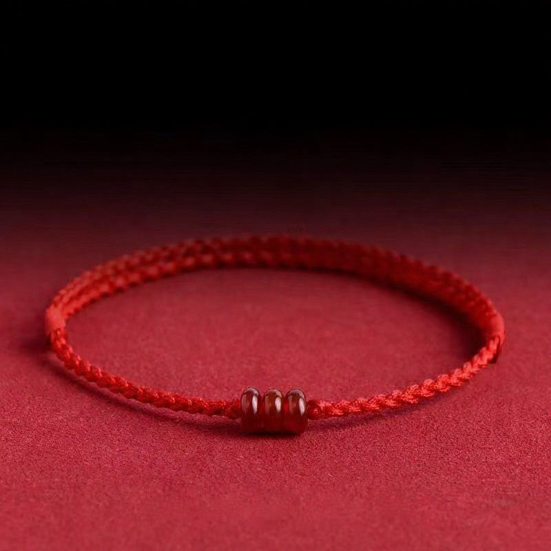 Minimalist Red Agate Abacus Bead Protection Bracelet Anklet