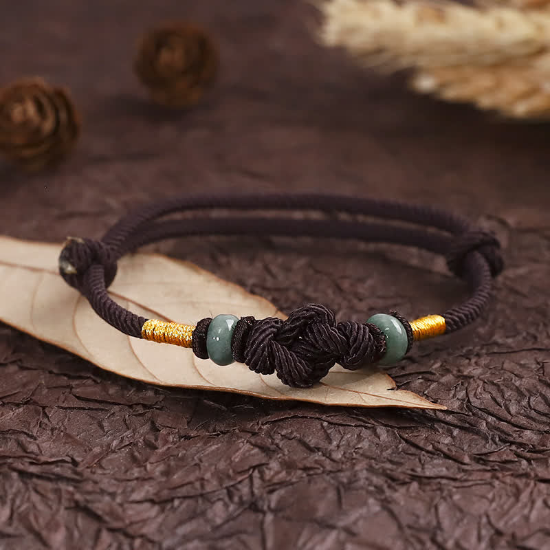 Red String Jade Luck Fortune Knot Braided String Bracelet