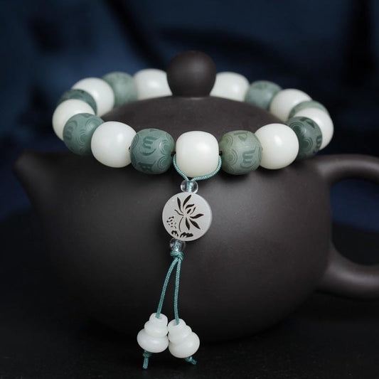 White Bodhi Six True Words Protection Bracelet