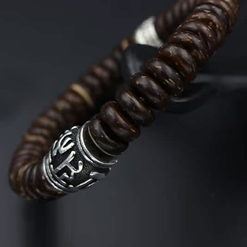 Natural Tibetan Coconut Shell Om Mani Padme Hum Positive Bracelet