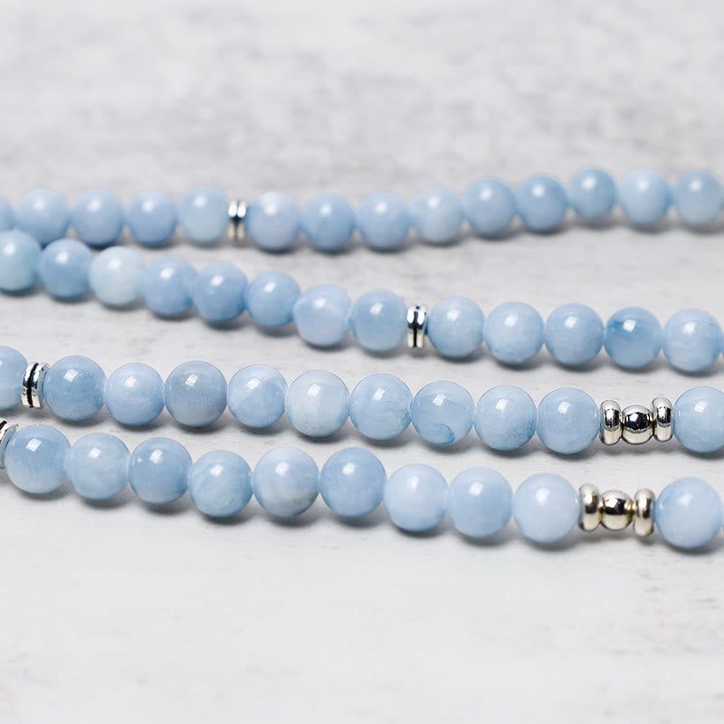 108 Mala Beads Aquamarine Bracelet