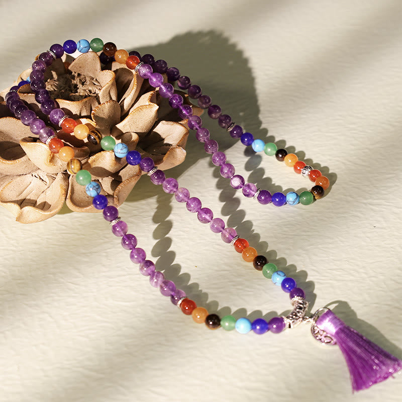 Crystal Mala Prayer Beads 108 Meditation Multilayer Bracelet Necklace