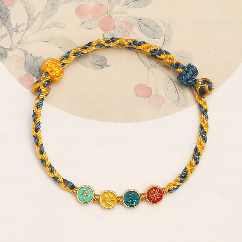Handmade Dunhuang Color Thread Peace And Joy Protection Braid String Bracelet