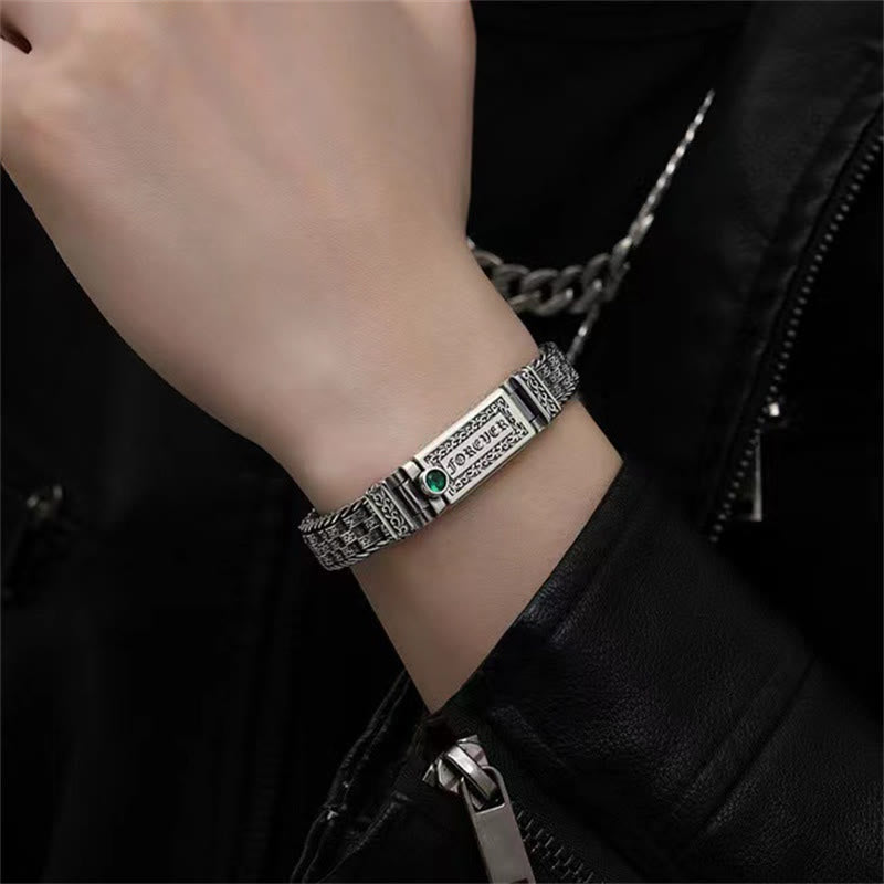 Tibetan Om Mani Padme Hum Tang Dynasty Flower Design Copper Peace Chain Bracelet